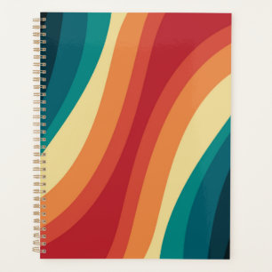 Multicolored retro style waves design planner