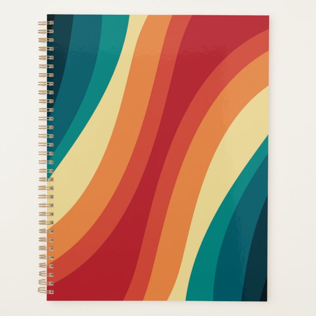 Multicolored retro style waves design planner (Front)