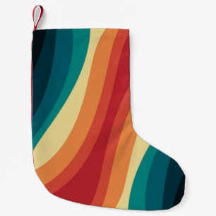 Multicolored retro style waves design small christmas stocking