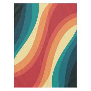 Multicolored retro style waves design tablecloth