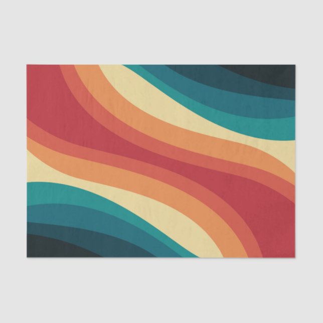 Multicolored retro style waves design tissue paper (Front)