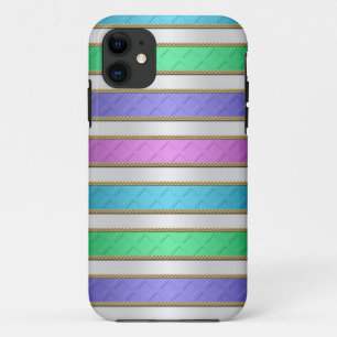 Multicolored Ribbons Stripes in Pink Blue Purple iPhone 11 Case
