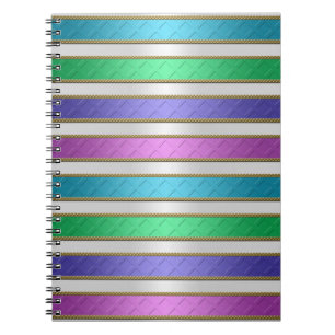 Multicolored Ribbons Stripes in Pink Blue Purple Notebook