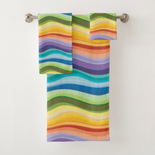Multicolored Ripples Pattern 2 Bath Towel Set