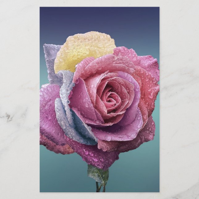 Multicolored Rose Stationery (Front)