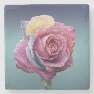 Multicolored Rose Stone Coaster