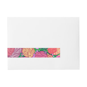 Multicolored Roses Floral Wrap Around Labels