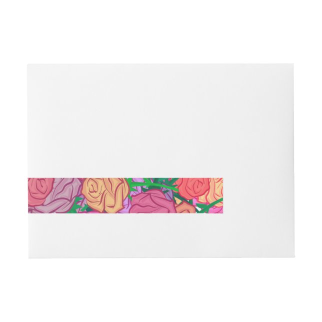 Multicolored Roses Floral Wrap Around Labels (Front)