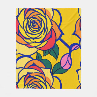Multicolored Roses In A Pop Art Style Fleece Blanket