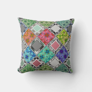 Multicolored , rustic , patchwork , patches  cushion