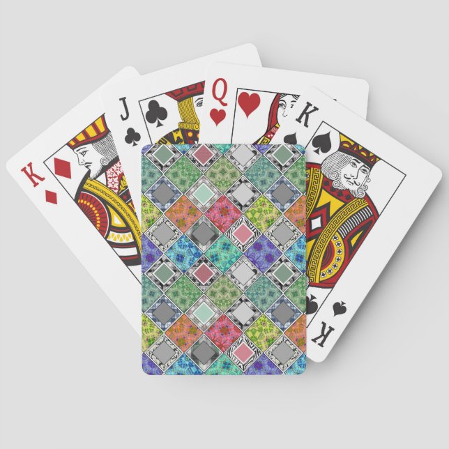 Multicolored , rustic , patchwork , patches   playing cards (Back)