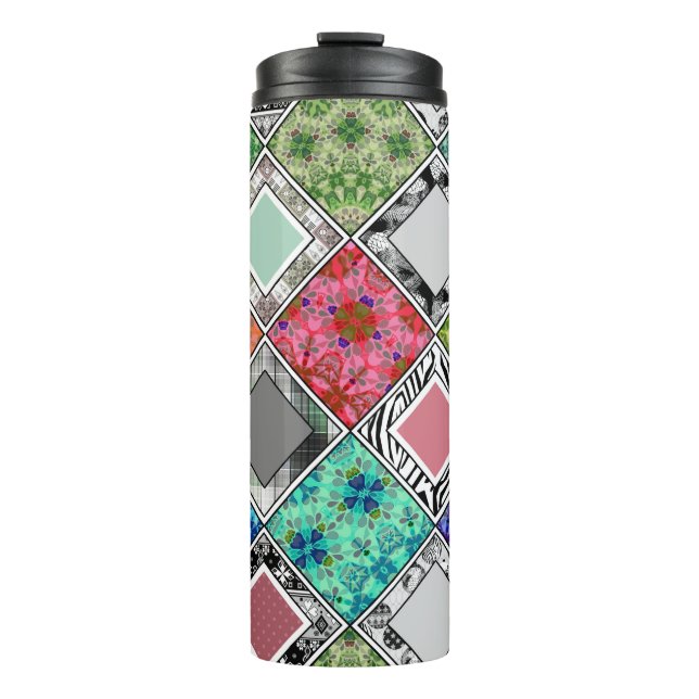 Multicolored , rustic , patchwork , patches   thermal tumbler (Front)