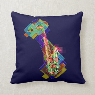 Multicolored saxophone cushion
