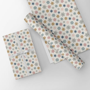 Multicolored scattered snowflake pattern – winter wrapping paper