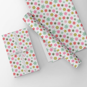 Multicolored scattered snowflake pattern – winter wrapping paper