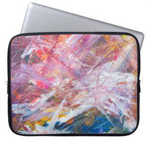 Multicolored scratch abstract painting laptop sleeve