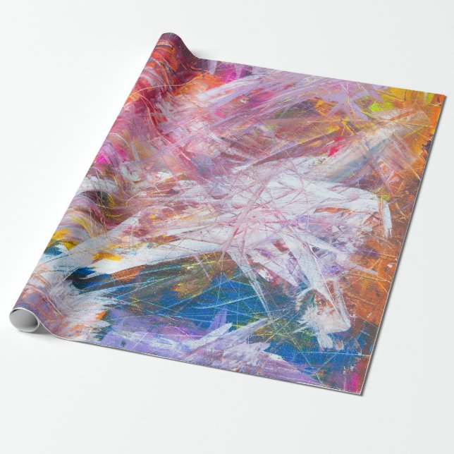 Multicolored scratch abstract painting wrapping paper (Unrolled)