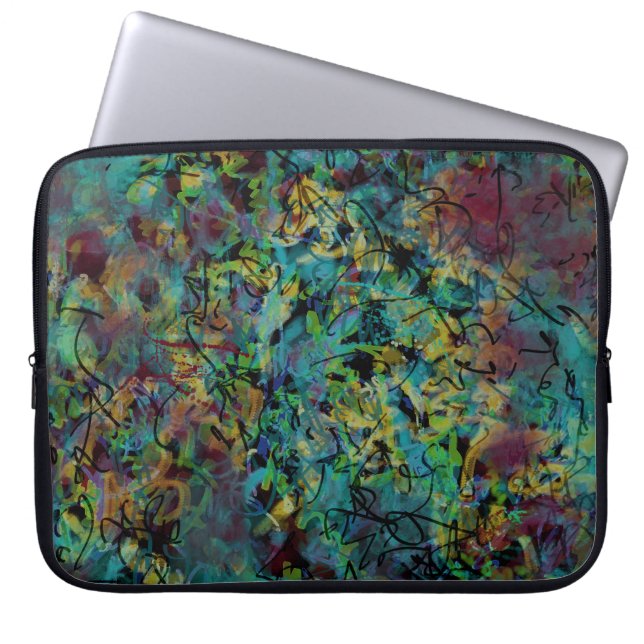 Multicolored Scribbled Abstract Art Laptop Sleeve (Front)