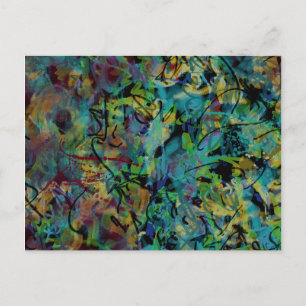 Multicolored Scribbled Abstract Art Postcard
