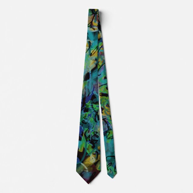 Multicolored Scribbled Abstract Art Tie (Front)
