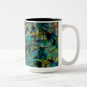 Multicolored Scribbled Abstract Art Two-Tone Coffee Mug