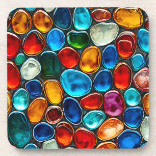 Multicolored sea pebbles coaster