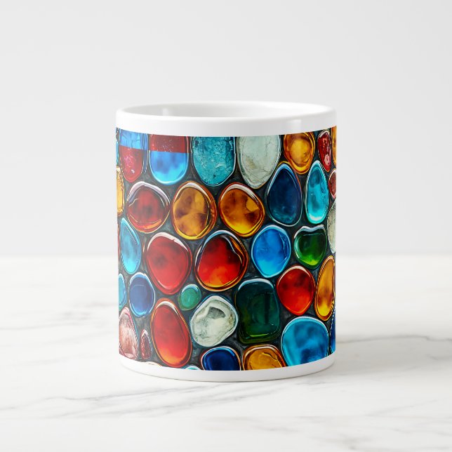 Multicolored sea pebbles large coffee mug (Front)