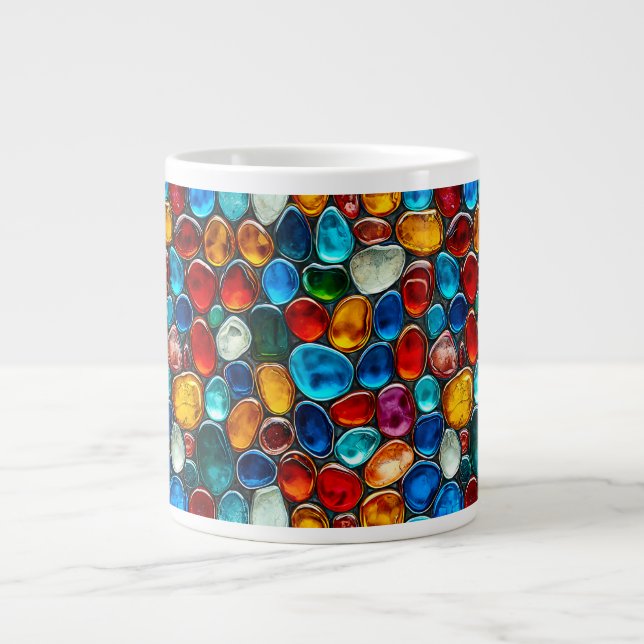Multicolored sea pebbles large coffee mug (Front)