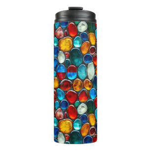 Multicolored sea pebbles thermal tumbler