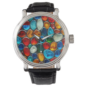 Multicolored sea pebbles watch