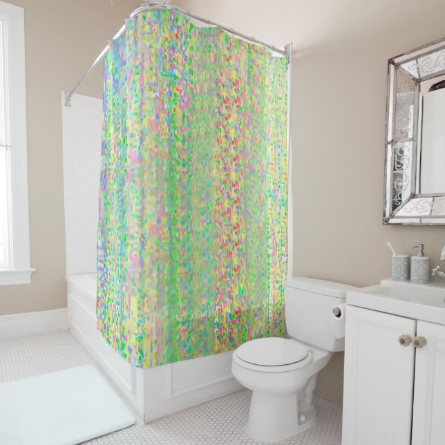 Multicolored Shimmery Shower Curtain (In Situ)