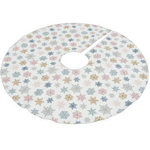 Multicolored snowflake pattern – winter christmas brushed polyester tree skirt