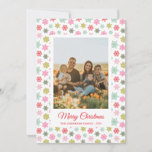 Multicolored snowflake pattern – winter christmas holiday card