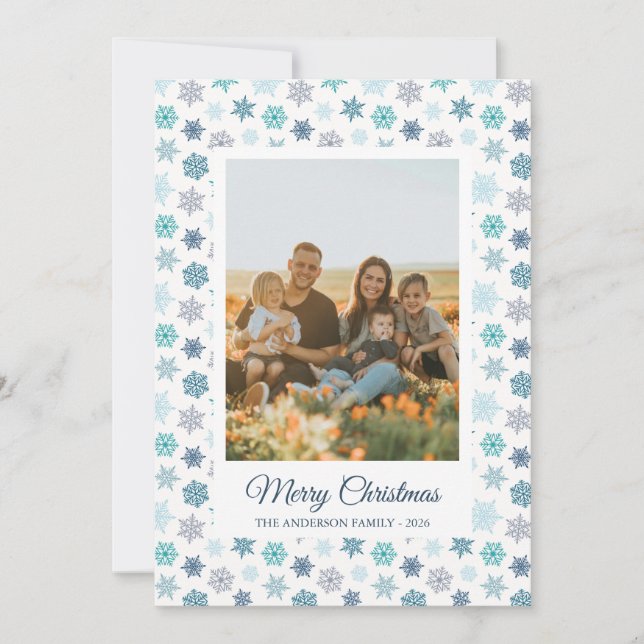 Multicolored snowflake pattern – winter christmas holiday card (Front)