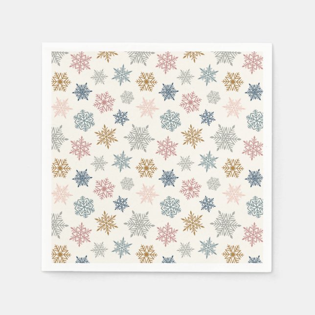 Multicolored snowflake pattern – winter christmas napkin (Front)