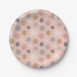 Multicolored snowflake pattern – winter christmas paper plate