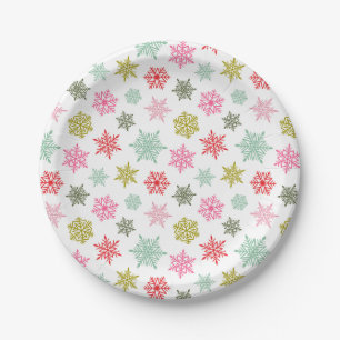 Multicolored snowflake pattern – winter christmas paper plate