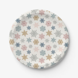 Multicolored snowflake pattern – winter christmas paper plate