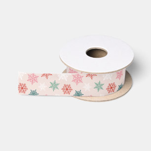 Multicolored snowflake pattern – winter christmas satin ribbon
