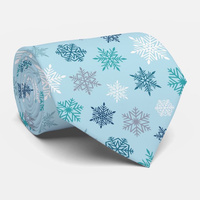 Multicolored snowflake pattern – winter christmas tie (Rolled)