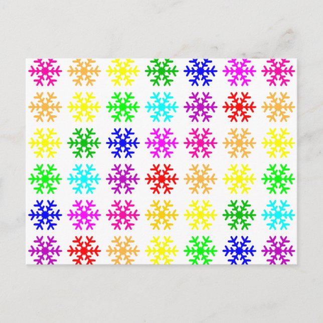 Multicolored Snowflakes Postcard (Front)