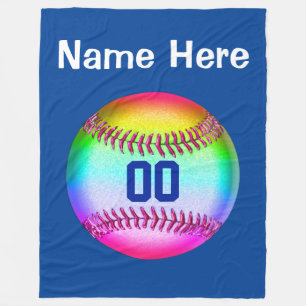 Multicolored Softball Fleece Blanket PERSONALIZED
