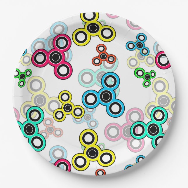 Multicolored spinners paper plate (Front)