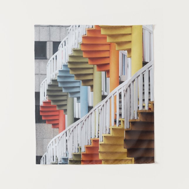 Multicolored spiral staircases tapestry (Front)