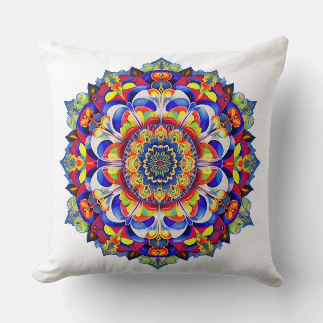 MULTICOLORED SPIRITUAL MANDALA CUSHION (Front)