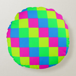 Multicolored Squares 6 Round Cushion