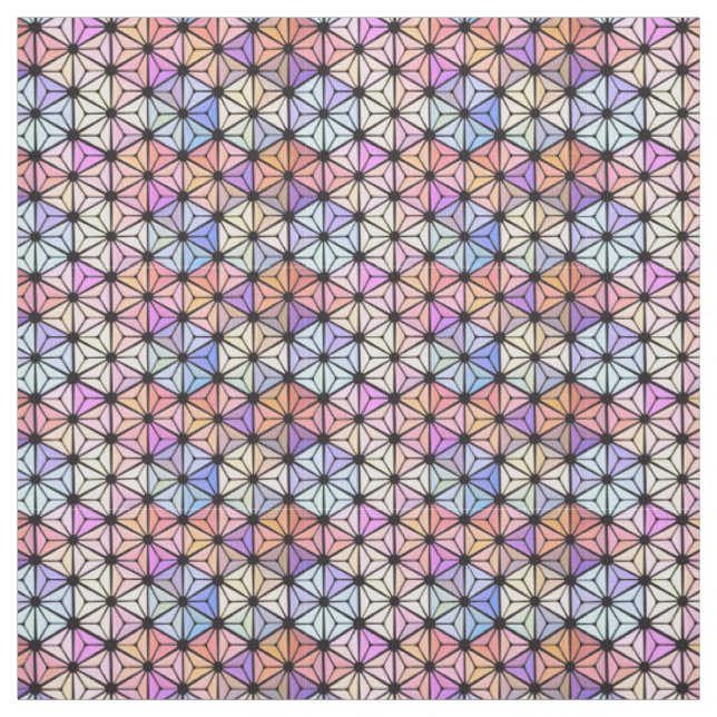 Multicolored stained-glass flower fabric (Swatch)