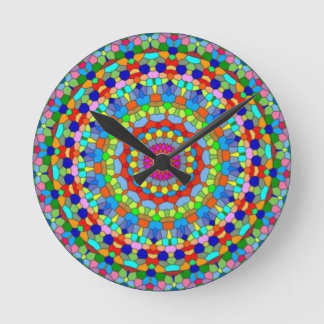 Multicolored Stained Glass Kaleidoscope Clock