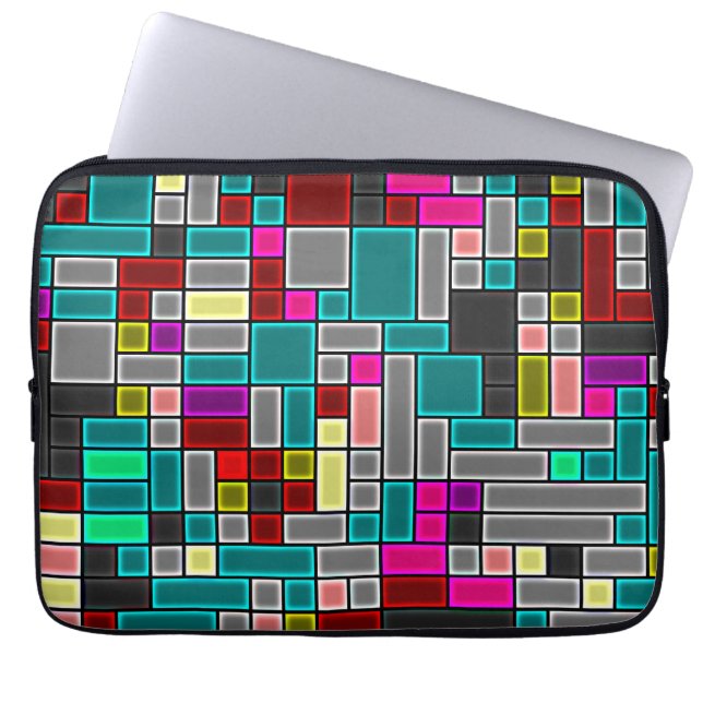 Multicolored stained glass look 13" laptop sleeve (Front)