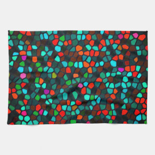 Multicolored Stained Glass Pattern Tea Towel